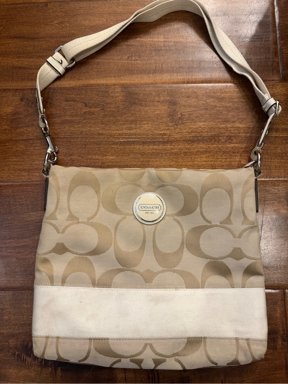 Coach Khaki and Chalk Signature Canvas Crossbody